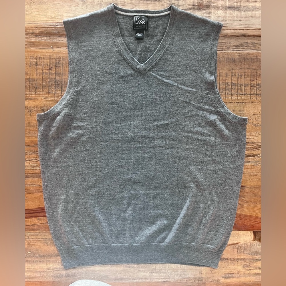 Jos. A. Bank Traveler Merino Wool Sweater Vest | Men’s Large | Gray